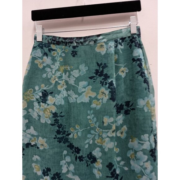VTG Pendleton Womens Midi Skirt Sz 6 Petite Teal Floral Straight Modest Classic - Picture 2 of 8